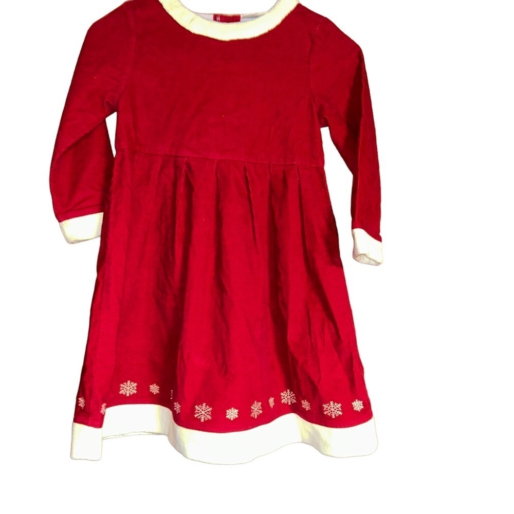 HANNA Andersson Red Christmas Holiday Santa Corduroy Snowflake Dress Size 6 /120